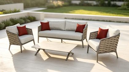 Luna 4PCS Aluminum Rope Cushion Conversation Set