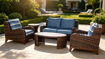 Tahiti 5 Pieces Aluminum Cushion Garden Conversation Set