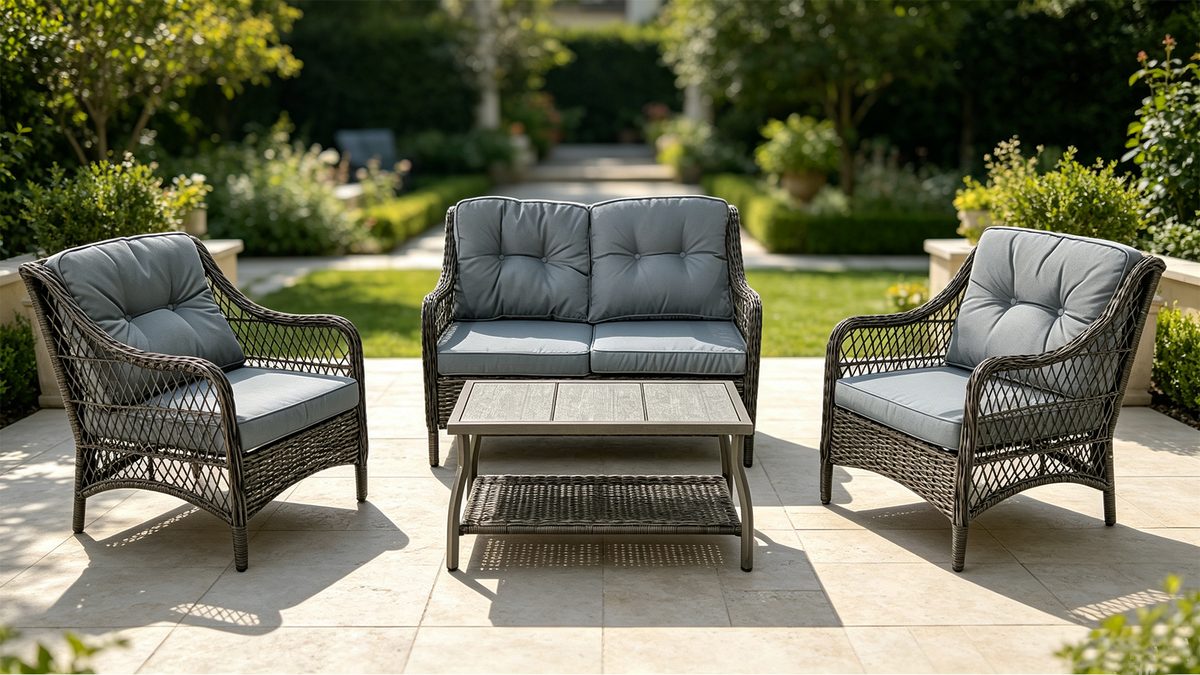 Amari 4 Peices Aluminum Cushion Wicker Conversation Set