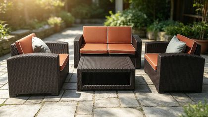 Preston 4 Pieces Plastic Wicker Texture Cushion PP Conversation Set