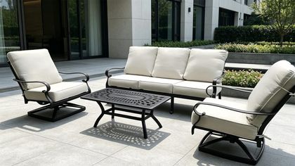Windor 4 Pieces Cast Aluminum Cushion Swivel Rocker Conversation Set