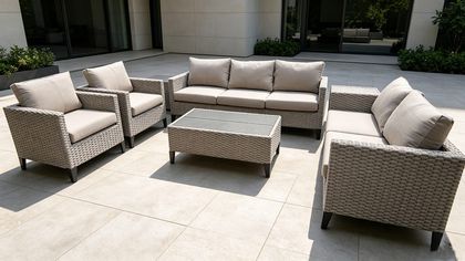 Capri 6 Pieces Aluminum Wicker Cushion Patio Conversation Set