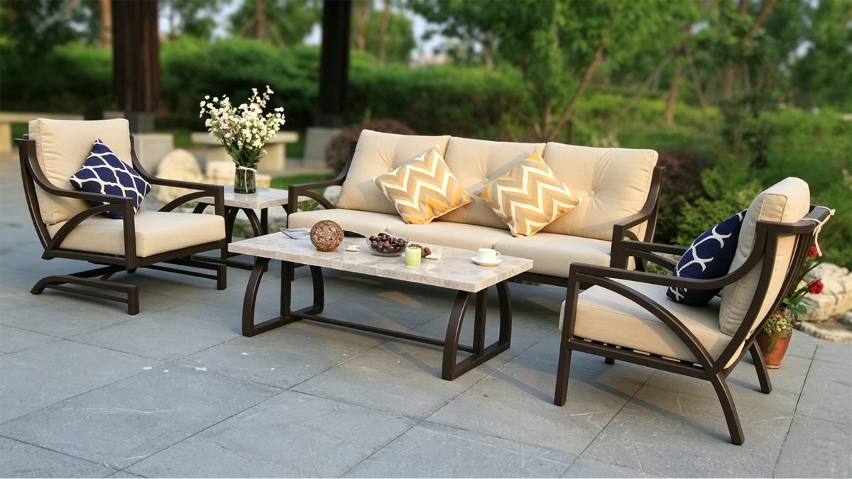 Carlton 5 Pieces Aluminum Deep Seating Cushion Conversation Set