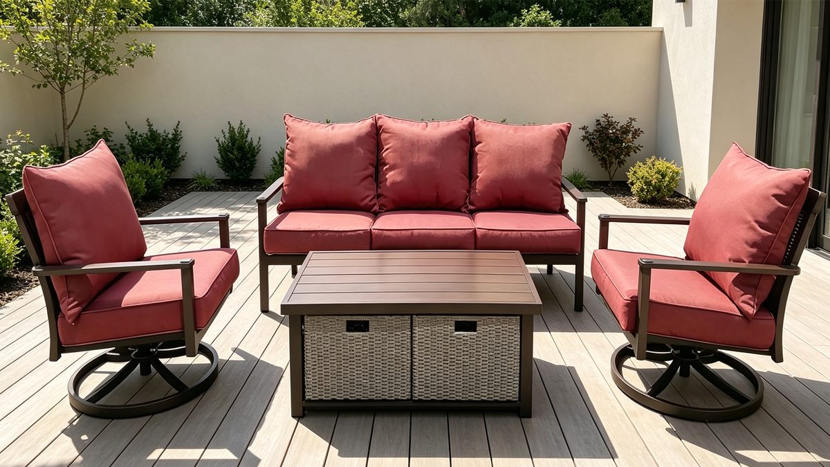 Sheffield 4 Pieces Aluminum Cushion Swicel Rocker Conversation Set