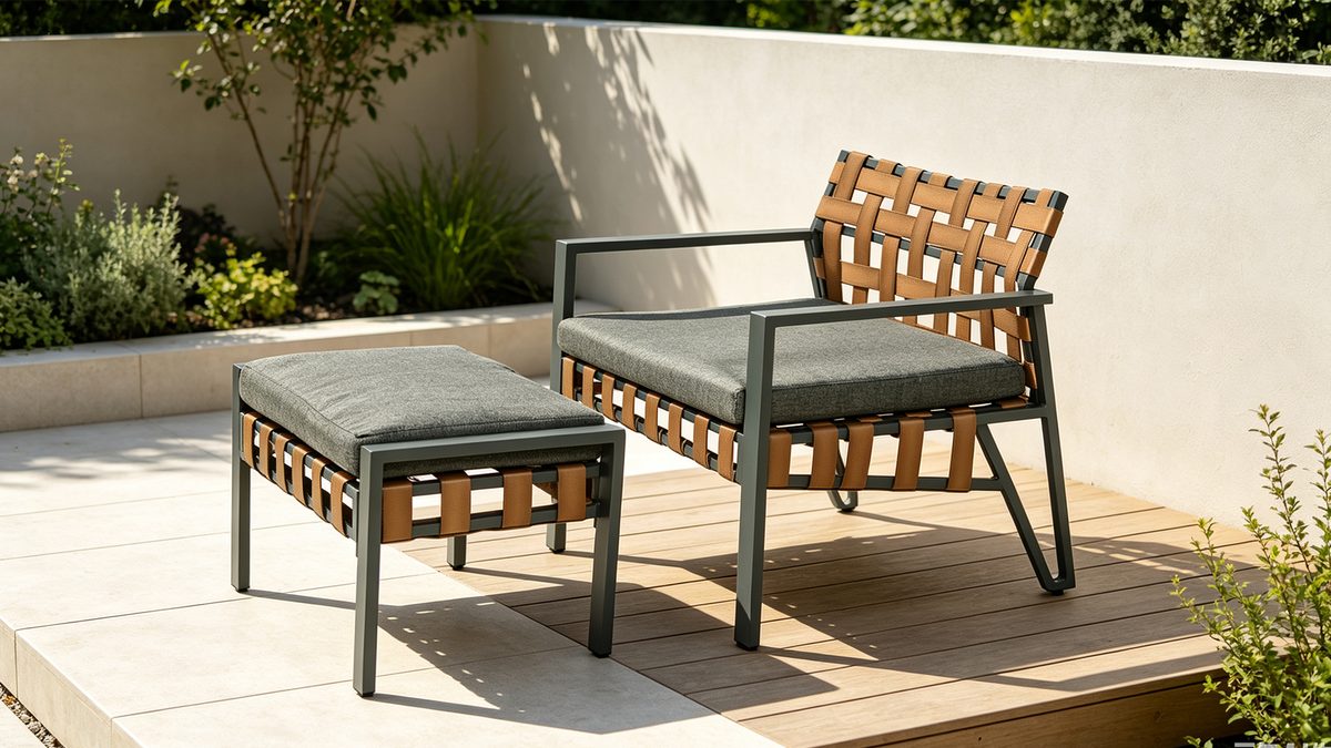 Kubu Outdoor Wicker Rattan 2-Piece Chair and Ottoman Set