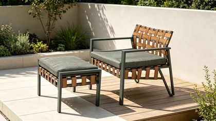Kubu Outdoor Wicker Rattan 2-Piece Chair and Ottoman Set