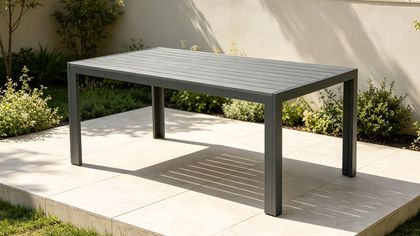 Tivoli Aluminum Polywood Rectangular Wooden-Like Top Dining Table
