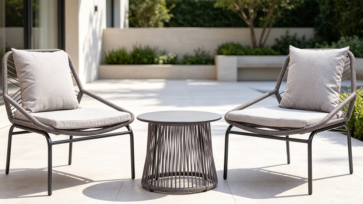 Melrosa Aluminum 3 Pieces Rope Bistro Set