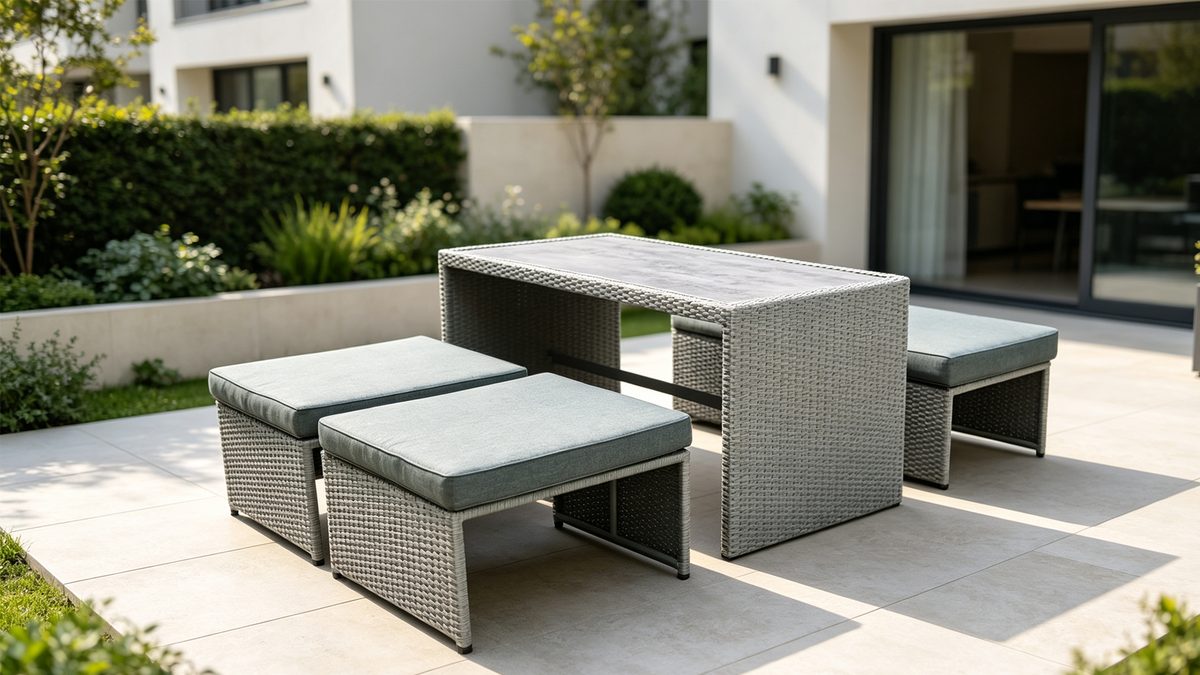 Chicago 4 Pieces Steel Wicker Cushion Multi-Functional Set