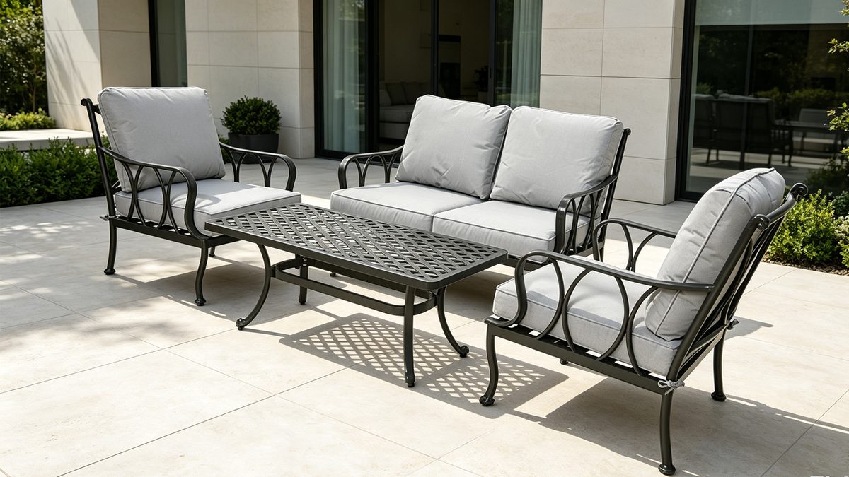 Charleston 4 Peices Cast Aluminum Cushion Outdoor Conversation Set