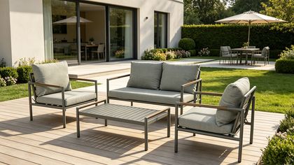 Espera 4 Pieces Aluminum Patio Cushion Conversation Set