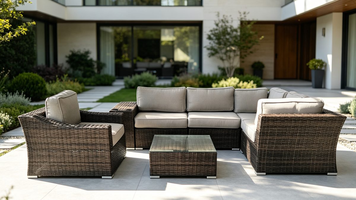 Arlington Aluminum 7 Pieces Patio Furniture Wicker Sectional Sofa Set