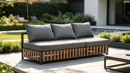 Kubu Outdoor Wicker 3-Seat Sofa Adjustable Chaise Lounge Bed
