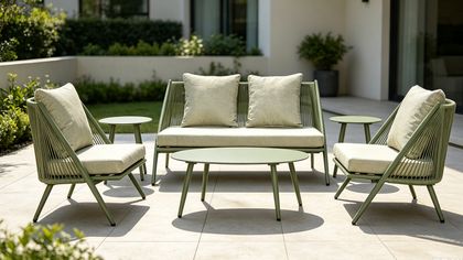 Savina 5 Pieces Aluminum Wicker Cushion Patio Conversation Set