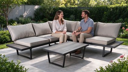Calcutta 4 Pieces Aluminum Patio L-Shape Sectional Sofa Set