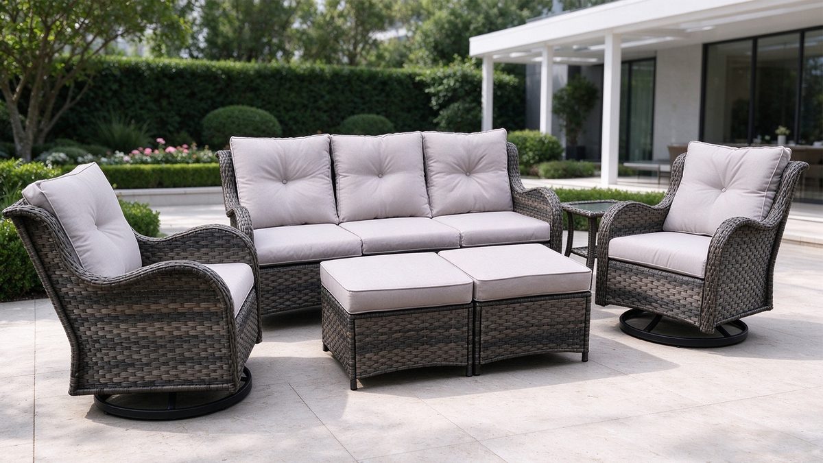Atlas Steel 6 Pieces Wicker Cushion Conversation Set