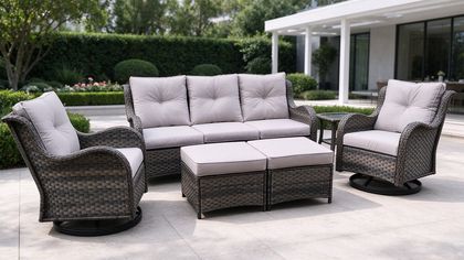 Atlas Steel 6 Pieces Wicker Cushion Conversation Set
